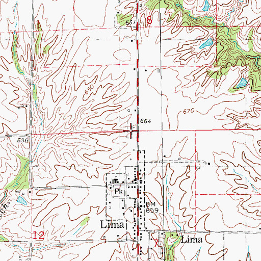 Topographic Map of Lima Cemetery, IL