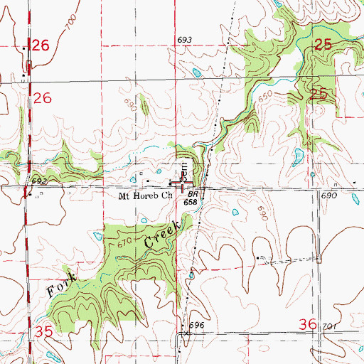 Topographic Map of Mount Horeb Cemetery, IL