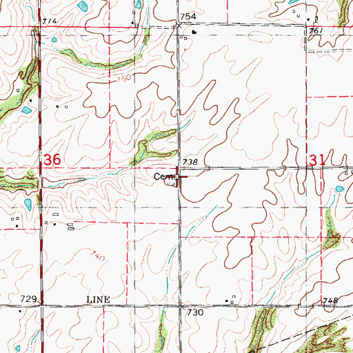 Topographic Map of Moyer Cemetery, IL