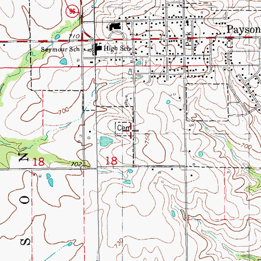 Topographic Map of Payson New Cemetery, IL