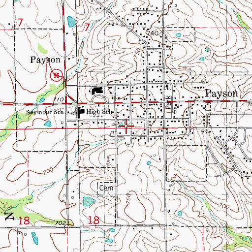 Topographic Map of Payson Old Cemetery, IL