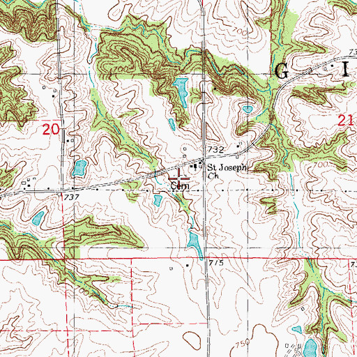 Topographic Map of Saint Joseph Cemetery, IL