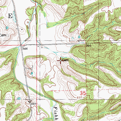 Topographic Map of Whiaker Cemetery, IL