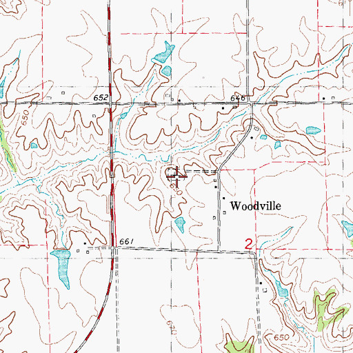 Topographic Map of Woodville Cemetery, IL