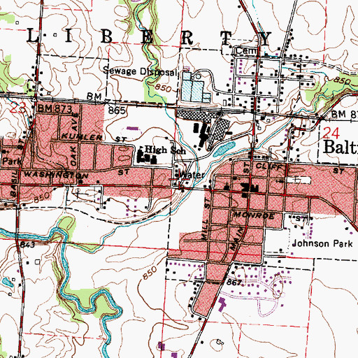 Topographic Map of Baltimore Post Office, OH