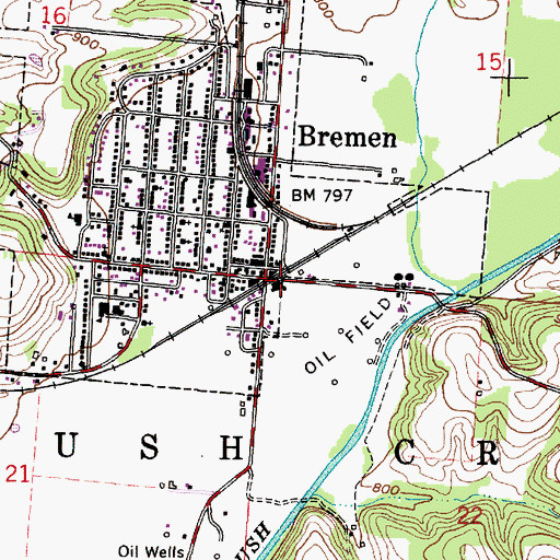 Topographic Map of Bremen Post Office, OH