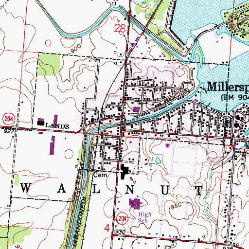 Topographic Map of Millersport Post Office, OH