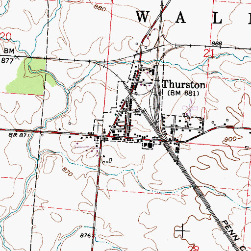 Topographic Map of Thurston Post Office, OH