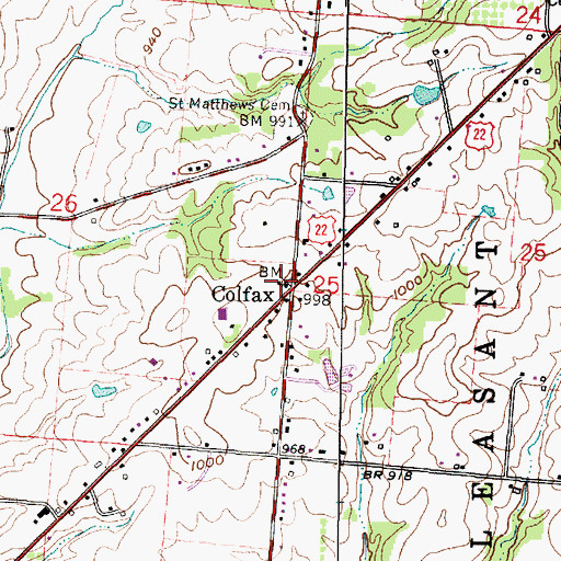 Topographic Map of Colfax Post Office (historical), OH