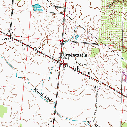 Topographic Map of Green Castle Post Office (historical), OH