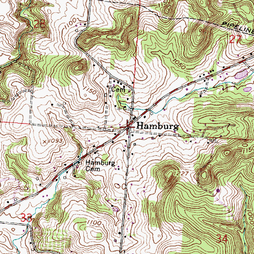 Topographic Map of Hamburg Post Office (historical), OH