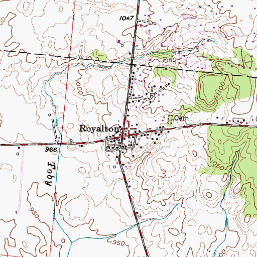 Topographic Map of Royalton Post Office (historical), OH