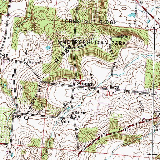 Topographic Map of Slough Post Office (historical), OH