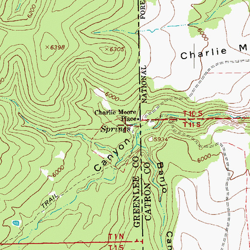 Topographic Map of Charlie Moore Spring, AZ