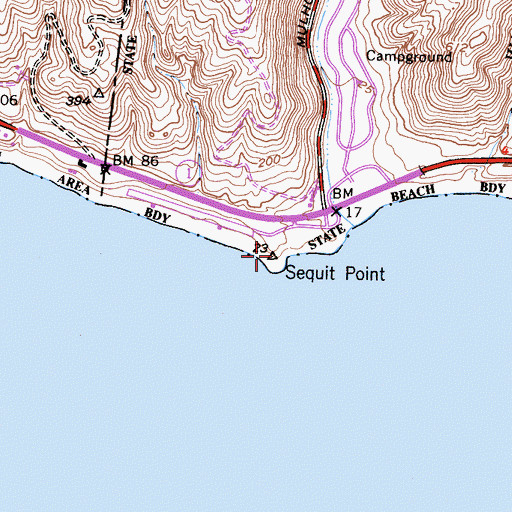 Topographic Map of Sequit Point, CA