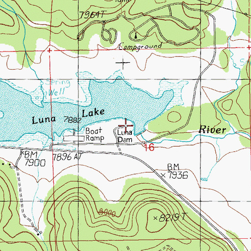 Topographic Map of Luna Lake Marina, AZ