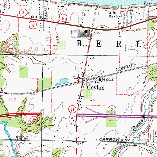 Topographic Map of Ceylon Post Office (historical), OH