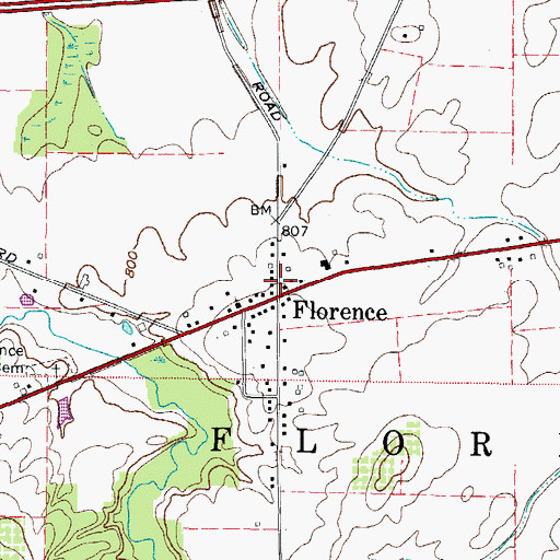 Topographic Map of Florence Post Office (historical), OH