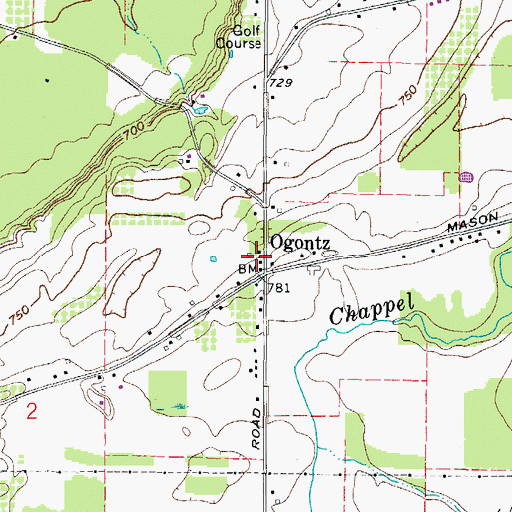 Topographic Map of Ogontz Post Office (historical), OH