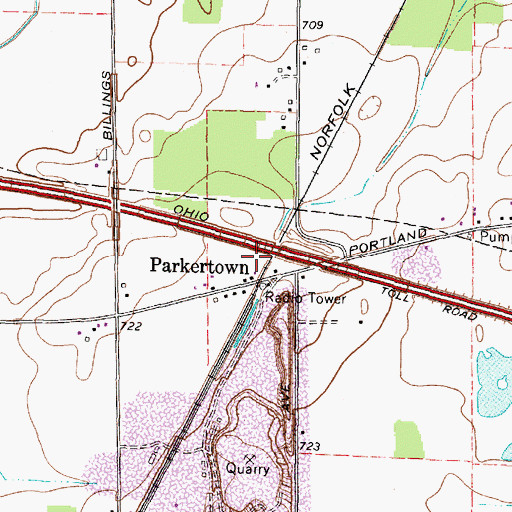 Topographic Map of Parkerton Post Office (historical), OH