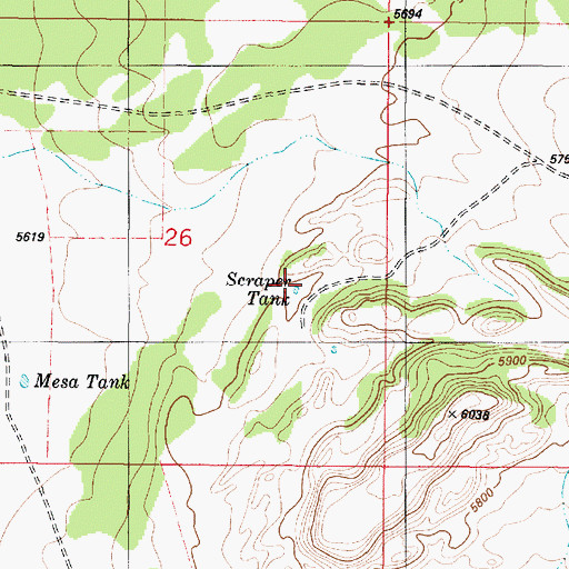 Topographic Map of Scraper Tank, NM