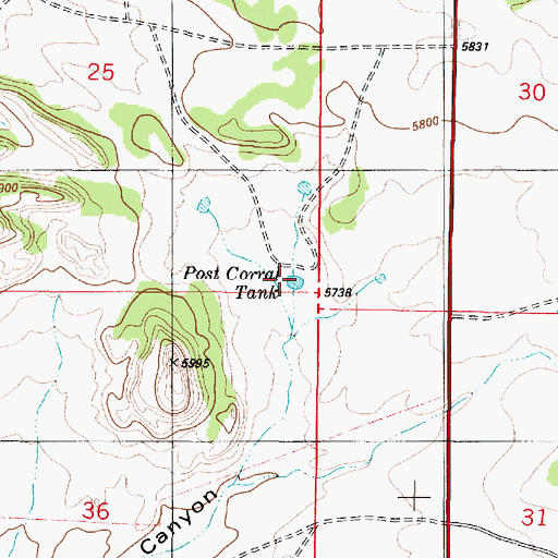 Topographic Map of Post Corral Tank, NM