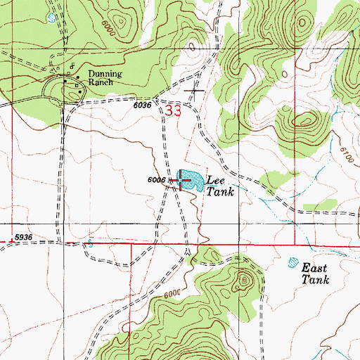 Topographic Map of Lee Tank, NM