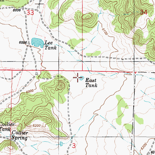 Topographic Map of East Tank, NM