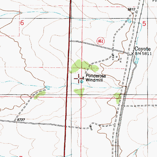 Topographic Map of Ponderosa Windmill, NM