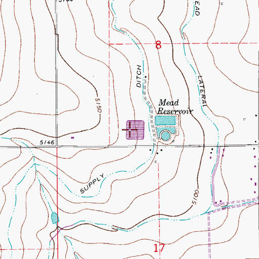 Topographic Map of Town of Mead Reservoir, CO