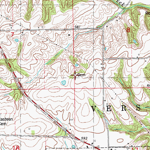 Topographic Map of Dawson Cemetery, IL