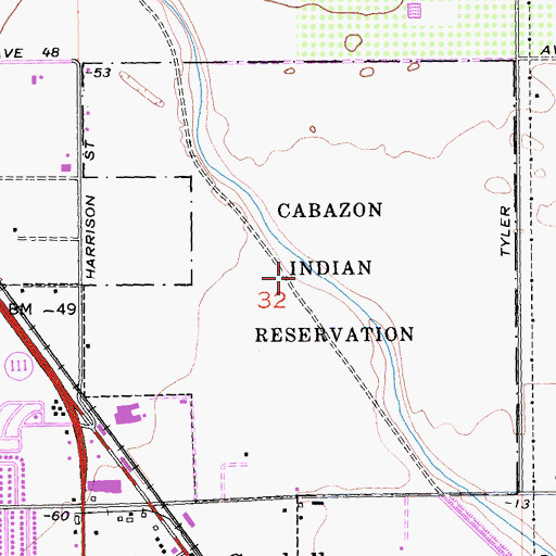 Topographic Map of Cabazon Reservation, CA