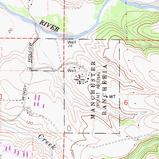 Topographic Map of Manchester-Point Arena Rancheria, CA