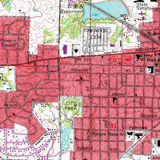 Topographic Map of Church of Christ, IL