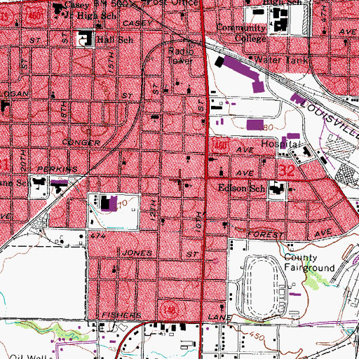 Topographic Map of First Church of the Nazarene, IL