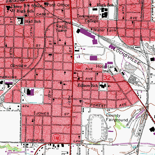 Topographic Map of First General Baptist Church, IL