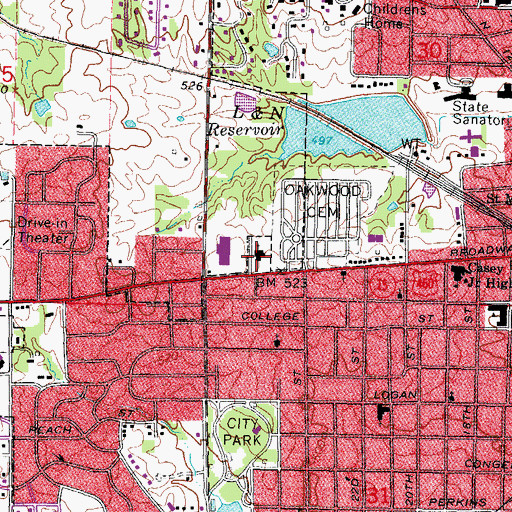 Topographic Map of First Presbyterian Church, IL