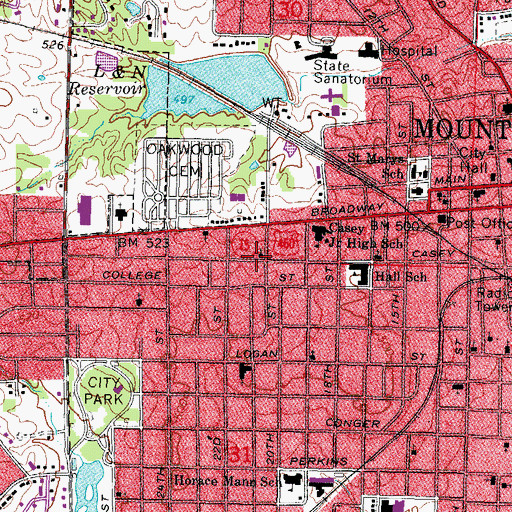 Topographic Map of Reorganized Church of Jesus Christ of Latter Day Saints, IL
