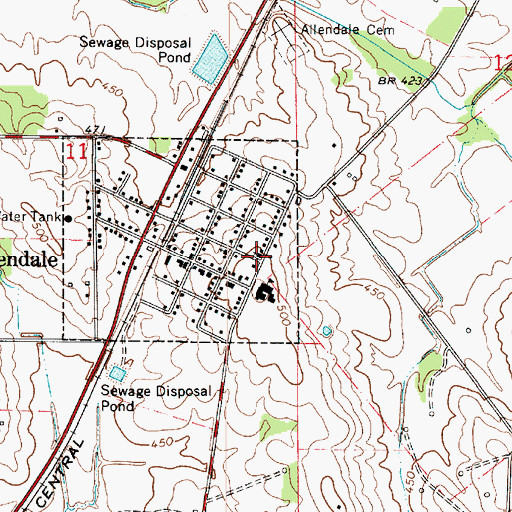 Topographic Map of Allendale United Methodist Church, IL