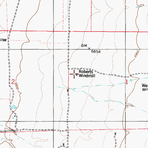 Topographic Map of Roberts Windmill, NM