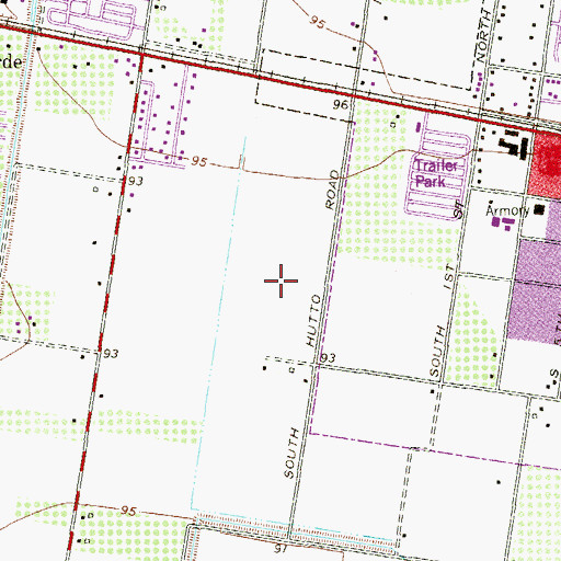 Topographic Map of Caceres Elementary School, TX