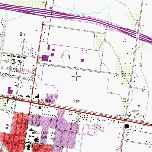 Topographic Map of Donna High School, TX