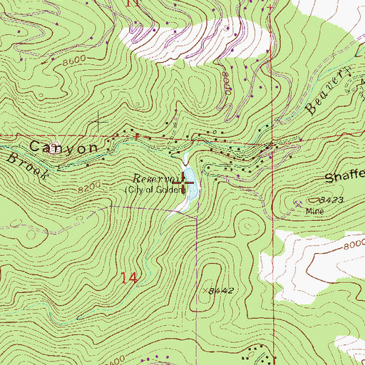 Topographic Map of Beaver Brook Number 2 Reservoir, CO