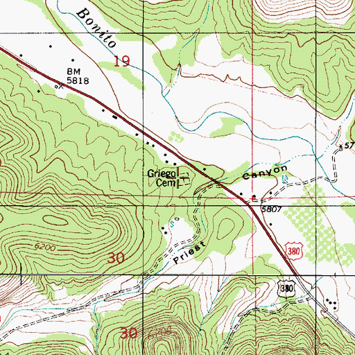 Topographic Map of Griego Cemetery, NM