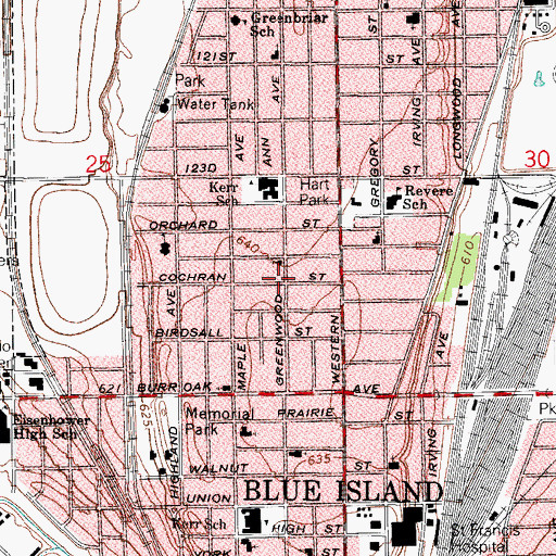 Topographic Map of Blue Island Covenant Church (historical), IL