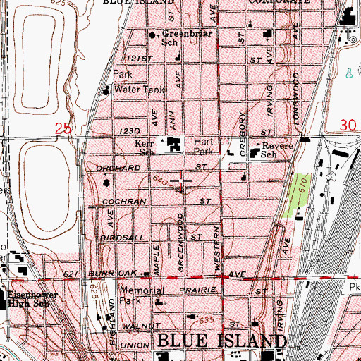 Topographic Map of Holy Cross Lutheran Church (historical), IL