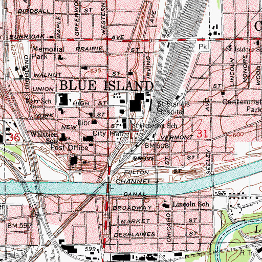 Topographic Map of Saint Pauls Evangelical Church (historical), IL