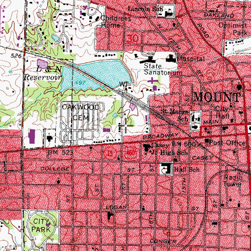 Topographic Map of Bob Strothman Baseball Park, IL