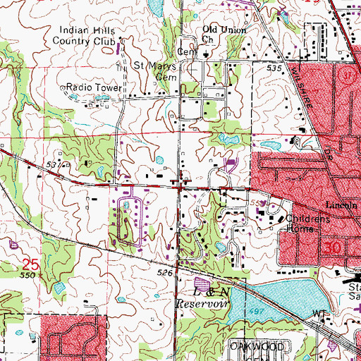 Topographic Map of Cedarhurst Cultural Center, IL
