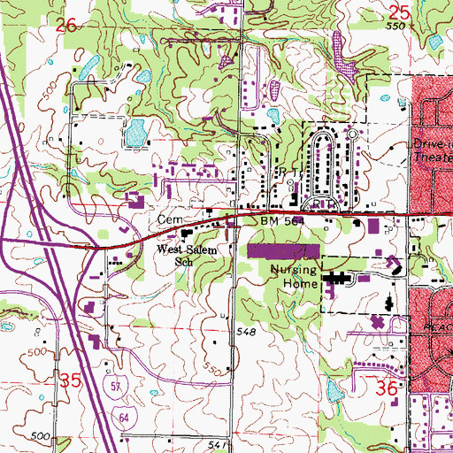 Topographic Map of King City Square Shopping Center, IL